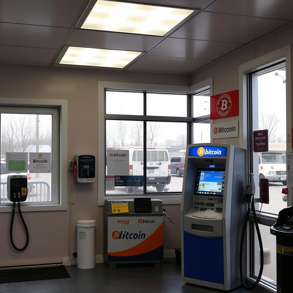 Gas station with a non-KYC Bitcoin ATM inside