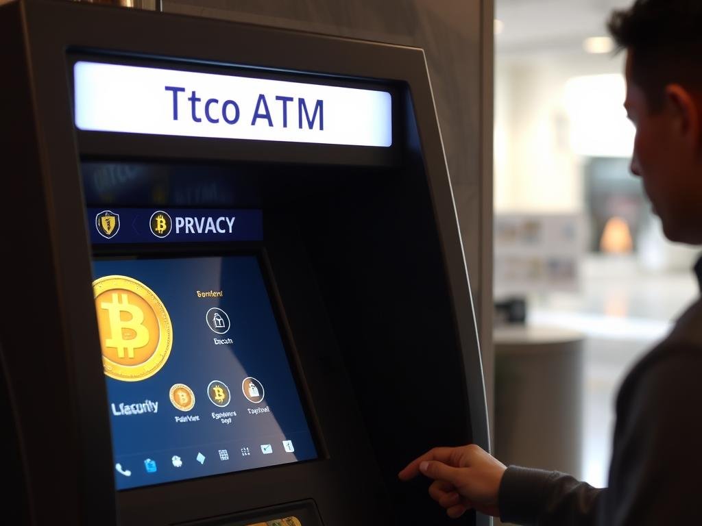 Secure Bitcoin transaction at a non-KYC ATM with privacy symbols